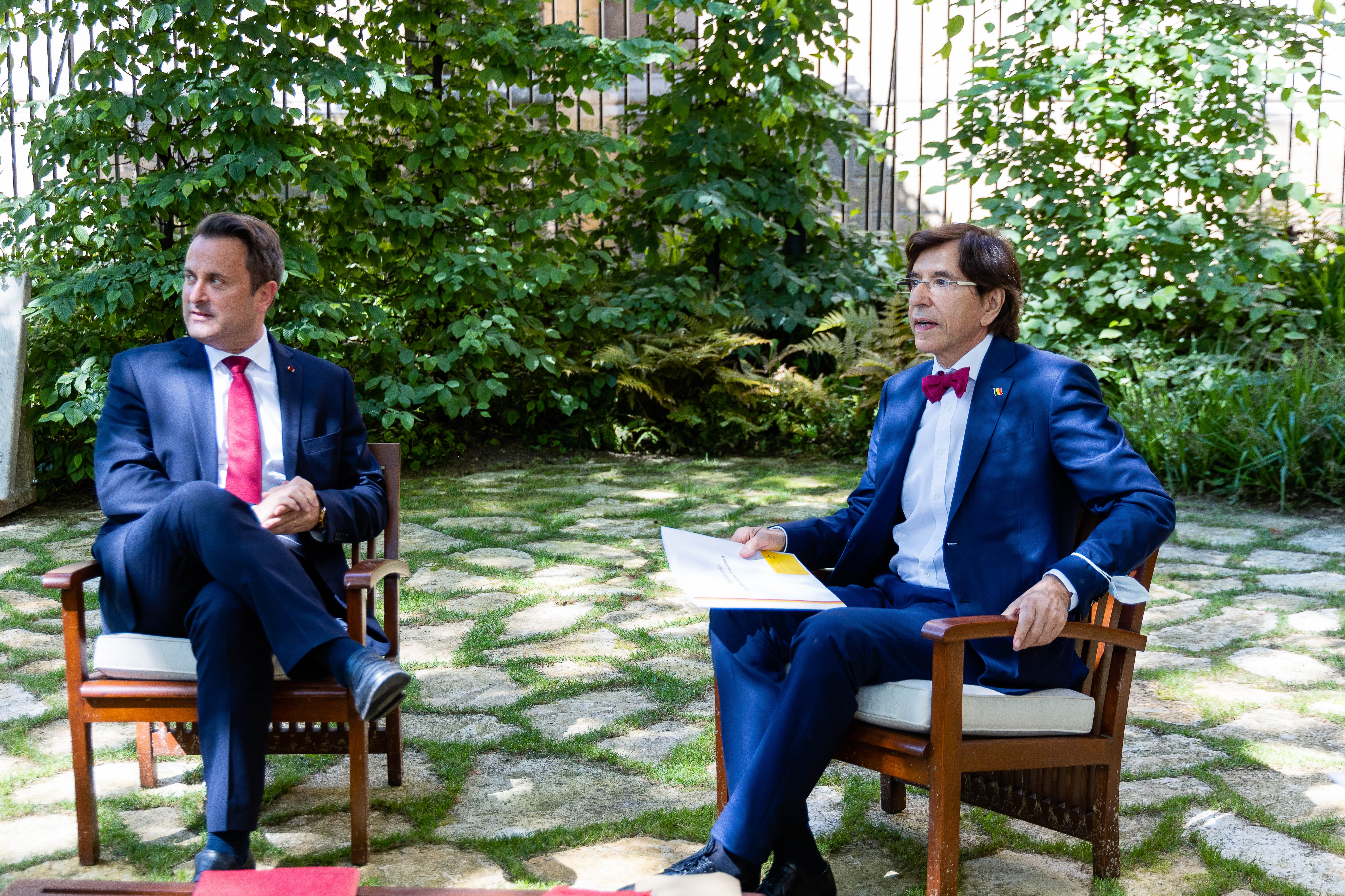 Le Ministre-Président de Wallonie, Elio Di Rupo, avec le Premier Ministre luxembourgeois, Xavier Bettel (c) Arnaud Brian 