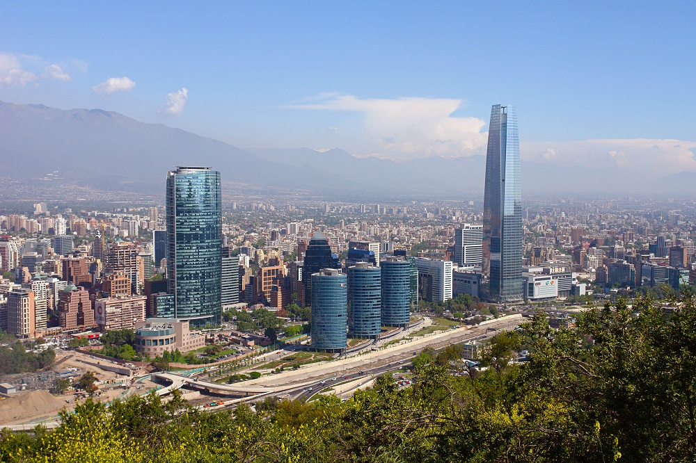 Prise de vue de la ville de Santiago du Chili
