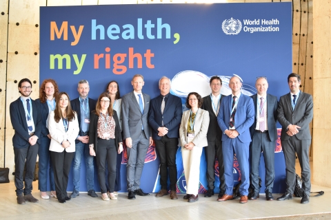 La délégation belge chapeautée par le Ministre wallon de la santé, Yves Coppieters, à l’Assemble mondiale de la santé en mai 2025 © DR