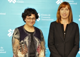 Madame Arancha González, Directrice exécutive du Centre du Commerce International  (ITC) et Madame Pascale Delcomminette, Administratrice générale de WBI et de l'AWEX