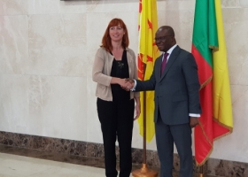 Pascale Delcomminette, Administratrice générale de WBI, et Aurélien A .Agbenonci, Ministre des Affaires étrangères et de la coopération de la République du Bénin 