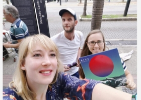 Elodie Meunier, ALAC au Brésil, en compagnie du duo RIVE lors des Fêtes de la Francophonie 2019