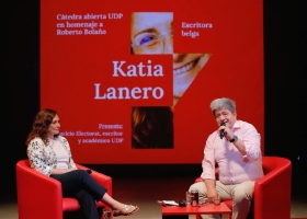 Katia Lanero Zamora et Mauricio Electorat à la Chaire Bolaño de l’Université Diego Portales