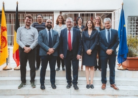 Le Ministre-Président de la FWB et l'équipe de la Délégation générale Wallonie-Bruxelles au Maroc (c) J. Van Belle - WBI