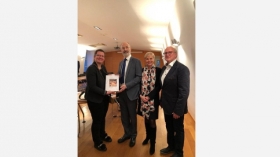 Sophie Delettre, Bourgmestre de Spa, Jean-Joël Schittecatte, Ambassadeur de Belgique auprès de l’UNESCO et l’OCDE, Fabienne Reuter, Déléguée générale Wallonie-Bruxelles à Paris, et Paul Mathy, échevin à Spa