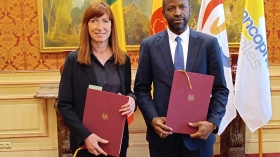 Pascale Delcomminette Administratrice génerale de Wallonie-Bruxelles internationale et Yassine Latoundji Directeur Général - Direction Générale de la Coopération Internationale du Bénin 