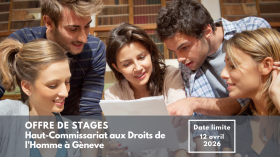 Visuel pour l'offre de stages au Haut-Commissariat aux droits de l’homme à Genève