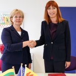 Jolanta Balčiūnienė, Directrice du Département des pays européens du Ministère des Affaires étrangères de la République de Lituanie et Pascale Delcomminette, Administratrice générale de WBI et de l’AWEX   