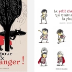 Couverture du livre "C'est mieux pour te manger" de Françoise Rogier et "Le Petit Chevalier qui n’aimait pas la pluie" de Gilles Tibo 