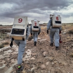 Cheyenne, Sirga et Cyril en route pour le canyon Tharsis © M.A.R.S UCLouvain