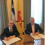 Le Ministre-Président de la Fédération Wallonie-Bruxelles, Rudy Demotte et le Premier Ministre du Québec, Philippe Couillard