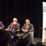 Florent Montaclair (président de la Société internationale de philologie), Martin Legros ( Rédacteur en chef Philosophie Magazine), Carlo Cecchetto ( Université Paris Lumières) et et  Noam Chomsky