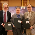 M. Geoffroi Montpetit, Administrateur de l’OIF, Alain Verhaagen pour l'APEFE et le Prof. Slim Khalbous, Recteur de l’Agence Universitaire de la Francophonie.