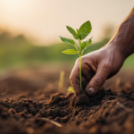 Homme qui met en terre une plante - copyright canva