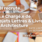 Visuel pour l'offre d'emploi de Chargé.e de projets Lettres & Livre et Architecture à WBI